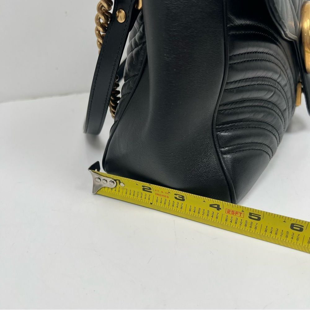 GUCCI Large Marmont Matelasse Shoulder Bag Black 498090 - Picture 11 of 16